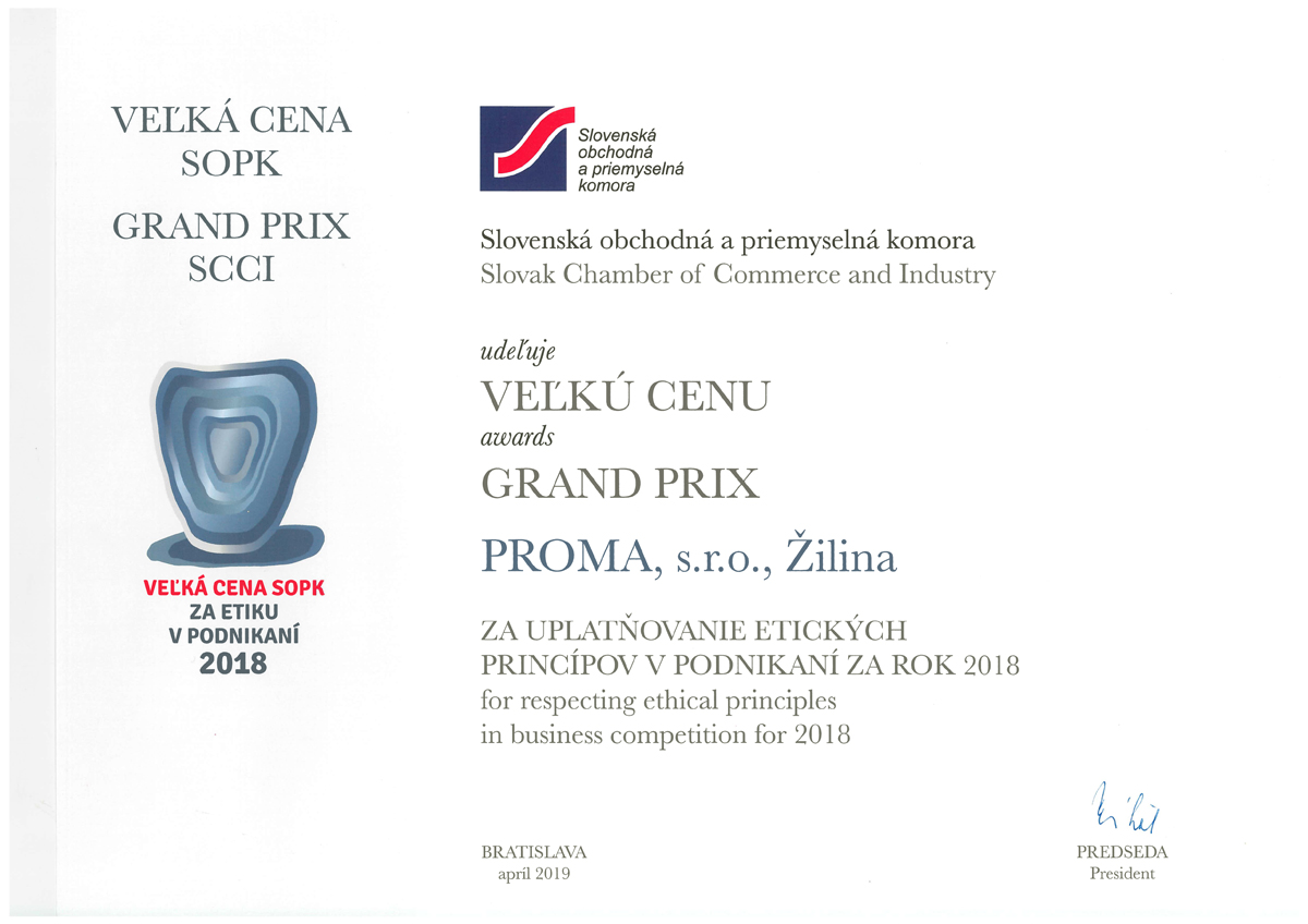Proma - Ocenenie