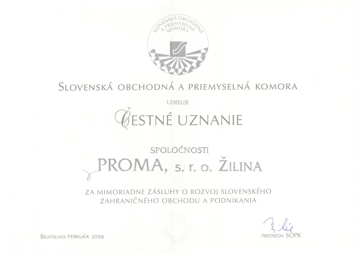 Proma - Ocenenie